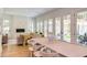 Dining area with patio doors and view of backyard at 1817 N Lakeshore Dr, Chapel Hill, NC 27514