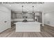 Modern kitchen with gray cabinets, island, and stainless steel appliances at 210 Lilliput Ln, Wake Forest, NC 27587