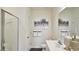 Bathroom with single vanity, shower, and toilet at 401 Shorthorn Dr, Wake Forest, NC 27587