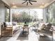 Relaxing screened porch overlooking a wooded backyard at 1113 Destination Dr, Apex, NC 27523