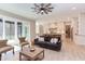 Open living room with a view into the kitchen at 40 Harvest View Way, Franklinton, NC 27525