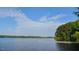 Serene lake view with calm waters and tree line at 1329 Sanctuary Pond Dr, Raleigh, NC 27603