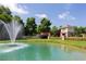 Community entrance with a fountain and a welcoming gate at 3102 Castlerock Dr # 2, Burlington, NC 27215