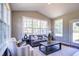 Bright sunroom with walls of windows, comfortable seating, and access to outdoors at 3102 Castlerock Dr # 2, Burlington, NC 27215