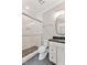 Modern bathroom with a walk-in shower, toilet, and vanity with granite countertop at 503 Damascus Church Rd, Chapel Hill, NC 27516