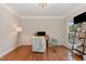 Bright home office features hardwood floors, large window, and ample workspace at 1329 Endgame Ct, Wake Forest, NC 27587