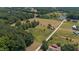 Aerial view showing the property's location and surrounding farmlands at 113 Amelia Ln, Holly Springs, NC 27540