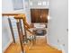 Modern staircase with wood and metal accents leading to living area at 617 Tower St, Raleigh, NC 27607