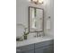 Modern bathroom with gray vanity and a large framed mirror at 490 Birch Hollow Rd, Chapel Hill, NC 27516