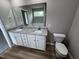 Bathroom with double vanity, granite countertop, and a separate shower and tub at 158 Scotties Ridge Dr, Princeton, NC 27569