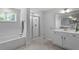 Large Primary bathroom with double vanity, shower and soaking tub at 541 Henham Way, Zebulon, NC 27597