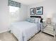 Bright bedroom with a comfortable bed, nightstand, and window overlooking the backyard at 4511 Black Drum Dr, Raleigh, NC 27616