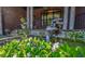 Water feature and landscaping enhance the entry at 1107 Westridge Rd, Rougemont, NC 27572