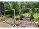 Lush garden with raised beds and trellises at 1107 Westridge Rd, Rougemont, NC 27572