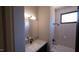 Clean bathroom with a single vanity and bathtub at 512 Gordon St # 407, Durham, NC 27701
