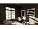 Spacious home office with large windows and a modern desk at 3709 Joyful Creek Trl, Zebulon, NC 27597