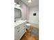 Modern bathroom with white subway tile and marble vanity at 1500 River Mill Drive Dr # 110, Wake Forest, NC 27587