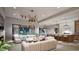 Open concept living room and kitchen with modern furniture at 5428 Winding View Ln, Raleigh, NC 27615