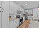 Modern kitchen with white cabinets, granite countertops, and stainless steel appliances at 13671 Burgess Rd, Middlesex, NC 27557