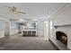 Spacious kitchen features a breakfast bar and fireplace at 3716 Pearl Rd, Raleigh, NC 27610
