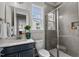 Modern bathroom with a single vanity, toilet and shower at 816 Willow Tower Ct # 154, Rolesville, NC 27571