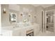 Elegant bathroom with double vanity, soaking tub, and walk-in shower at 5628 Bella Terra Ct, Wake Forest, NC 27587