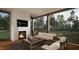 Relaxing screened porch with fireplace and comfortable seating at 5628 Bella Terra Ct, Wake Forest, NC 27587