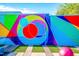 Modern geometric mural on a brick wall at 610 Rocky Knob Ct, Raleigh, NC 27601