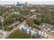 Aerial view of townhouses near the city skyline at 600 Rocky Knob Ct, Raleigh, NC 27601