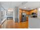 Bright dining area with hardwood floors and built-in shelving at 3201 Environ Way # Bldg 3000, Chapel Hill, NC 27517