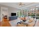 Living room with hardwood floors, large windows, and comfortable seating at 3201 Environ Way # Bldg 3000, Chapel Hill, NC 27517