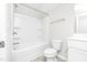 Bathroom with shower/tub combo, toilet, and built-in shelving at 258 Tyree Trl, Burlington, NC 27215