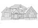 Elevation drawing of a two-story brick home at 129 Crestridge Place, Durham, NC 27705