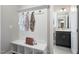 Modern bathroom with a glass shower, white vanity, and gray tile at 81 Eagle Crest Ct # Apex Craftsman, Lillington, NC 27546