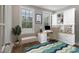 Home office with built-in shelving and hardwood floors at 81 Eagle Crest Ct # Apex Craftsman, Lillington, NC 27546