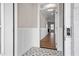 Modern entryway with patterned tile floor, keyless entry, and view to the living room at 81 Eagle Crest Ct # Apex Craftsman, Lillington, NC 27546