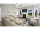 Comfortable living room with sectional sofa and fireplace at 81 Eagle Crest Ct # Apex Craftsman, Lillington, NC 27546