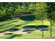 Aerial view of a lush green golf course at 13 Blackhorn Ct, Pittsboro, NC 27312