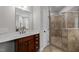 Bathroom with vanity, corner sink, and shower at 441 Mountain Laurel, Chapel Hill, NC 27517