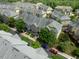 Aerial view of the property and surrounding townhomes at 128 Dove Cottage Ln, Cary, NC 27519