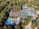 Aerial view of community amenities including pool, tennis courts, and clubhouse at 56708 Nash, Chapel Hill, NC 27517