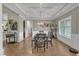 Formal dining room with coffered ceiling, chandelier and hardwood floors at 97 Shady Oaks Dr, Benson, NC 27504