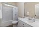 Simple bathroom with shower/tub combo and white vanity at 140 Applegate Dr, Franklinton, NC 27525