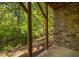Covered patio overlooking a wooded backyard with a fence at 622 Chronicle Dr, Cary, NC 27513