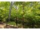 Wooded backyard behind a black metal fence at 622 Chronicle Dr, Cary, NC 27513