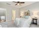 Bedroom with ceiling fan and access to bathroom at 622 Chronicle Dr, Cary, NC 27513