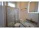 Clean bathroom with granite countertop, a shower, and updated fixtures at 1203 Keith Hills Rd, Lillington, NC 27546