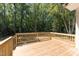 Wooden deck with wooded backyard views at 114 Shaman Dr, Louisburg, NC 27549