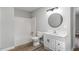 Clean bathroom with a white vanity and a shower/tub combo at 2113 Eveton Ln, Sanford, NC 27330