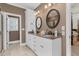Elegant bathroom with double vanity, soaking tub, and shower at 3105 W Hampton Dr, Rocky Mount, NC 27804